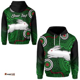 custom personalised rabbitohs indigenous hoodie simple green