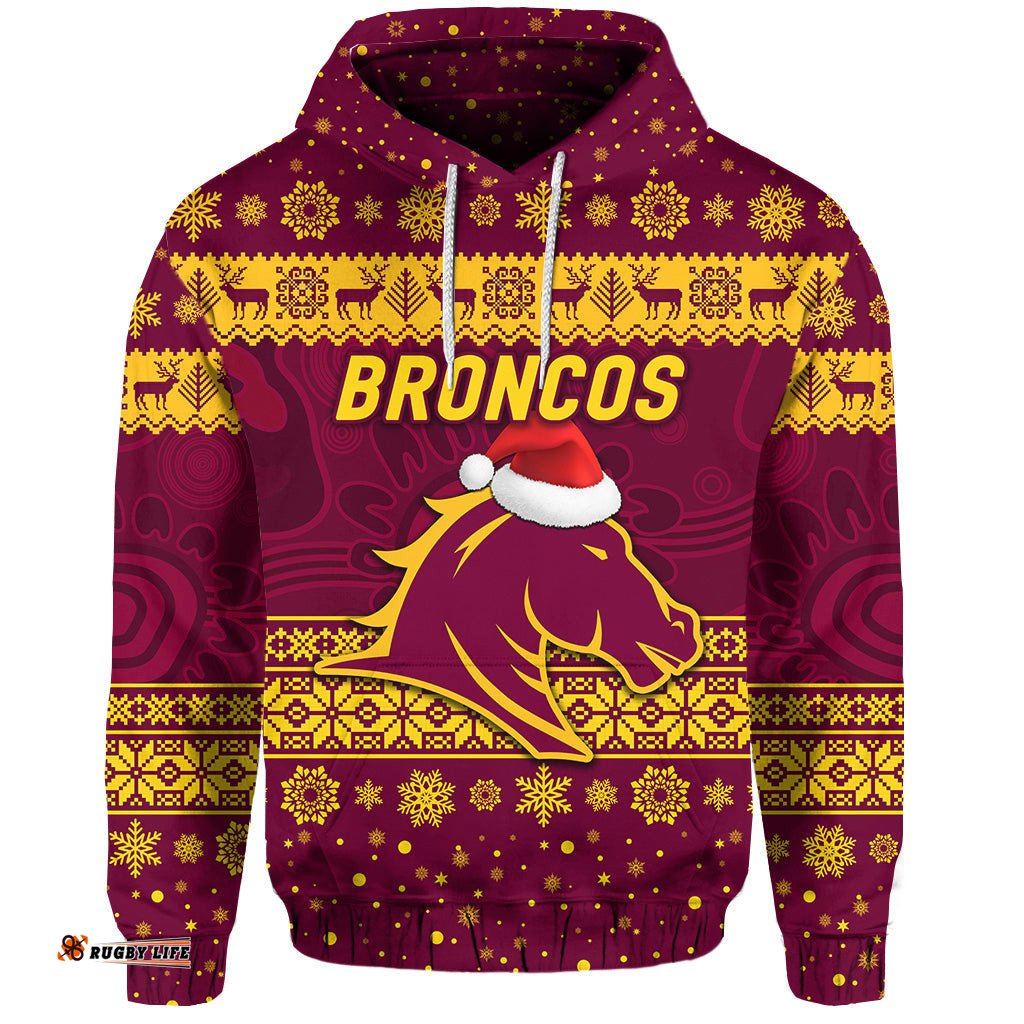 custom personalised brisbane broncos hoodie christmas simple style maroon