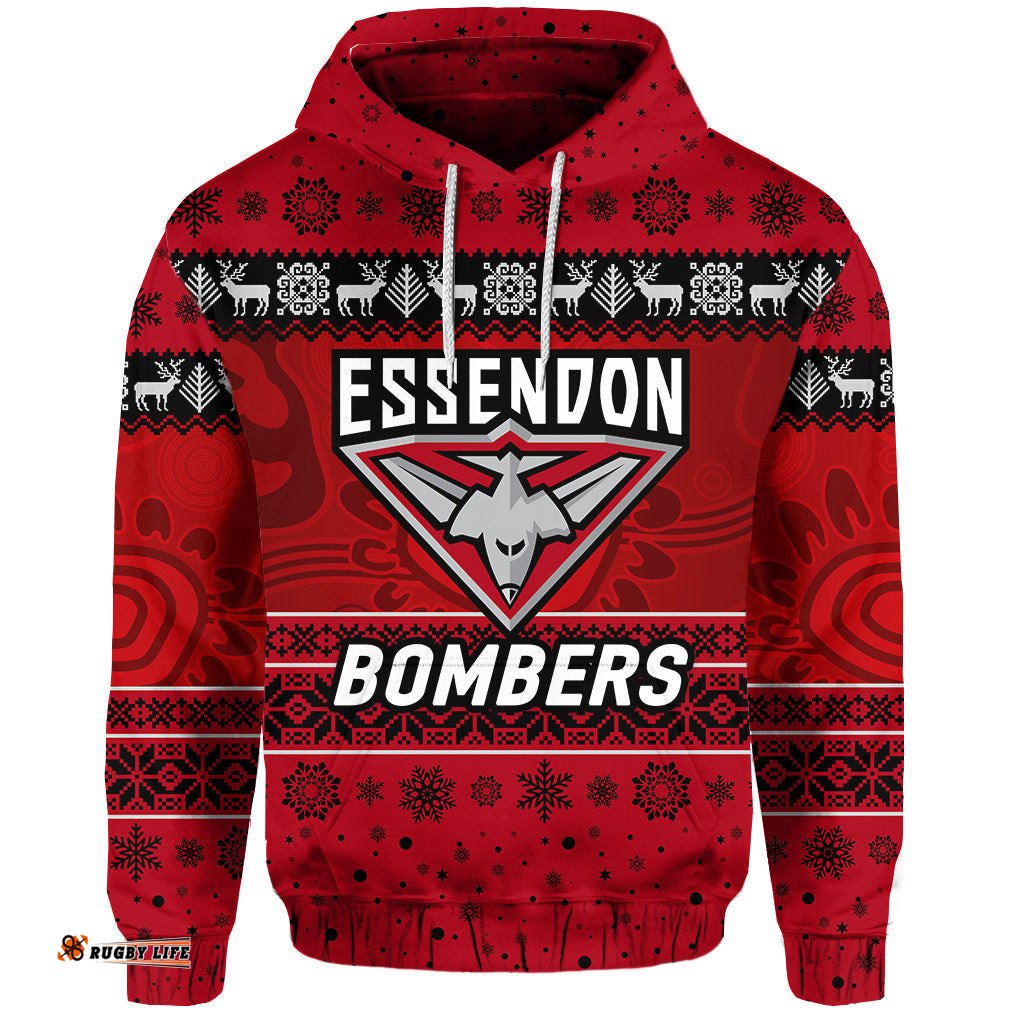 custom personalised essendon bombers hoodie christmas simple style red
