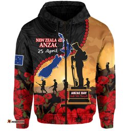 new zealand anzac hoodie maori camouflage mix poppies we will remember them