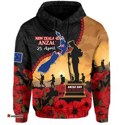 new zealand anzac hoodie maori camouflage mix poppies we will remember them
