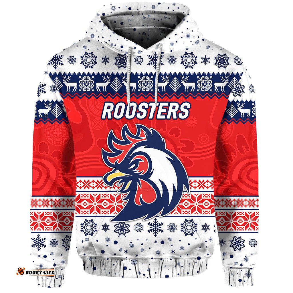 custom personalised sydney roosters hoodie christmas simple style white