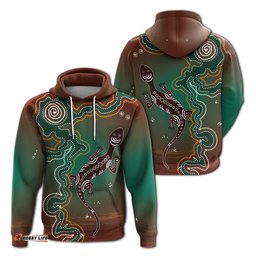 aboriginal lizard hoodie indigenous dot painting art