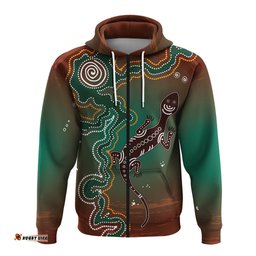 aboriginal lizard hoodie indigenous dot painting art