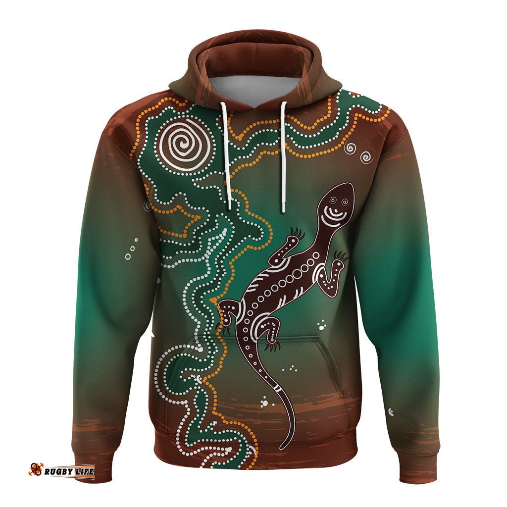 aboriginal lizard hoodie indigenous dot painting art