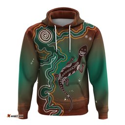 aboriginal lizard hoodie indigenous dot painting art