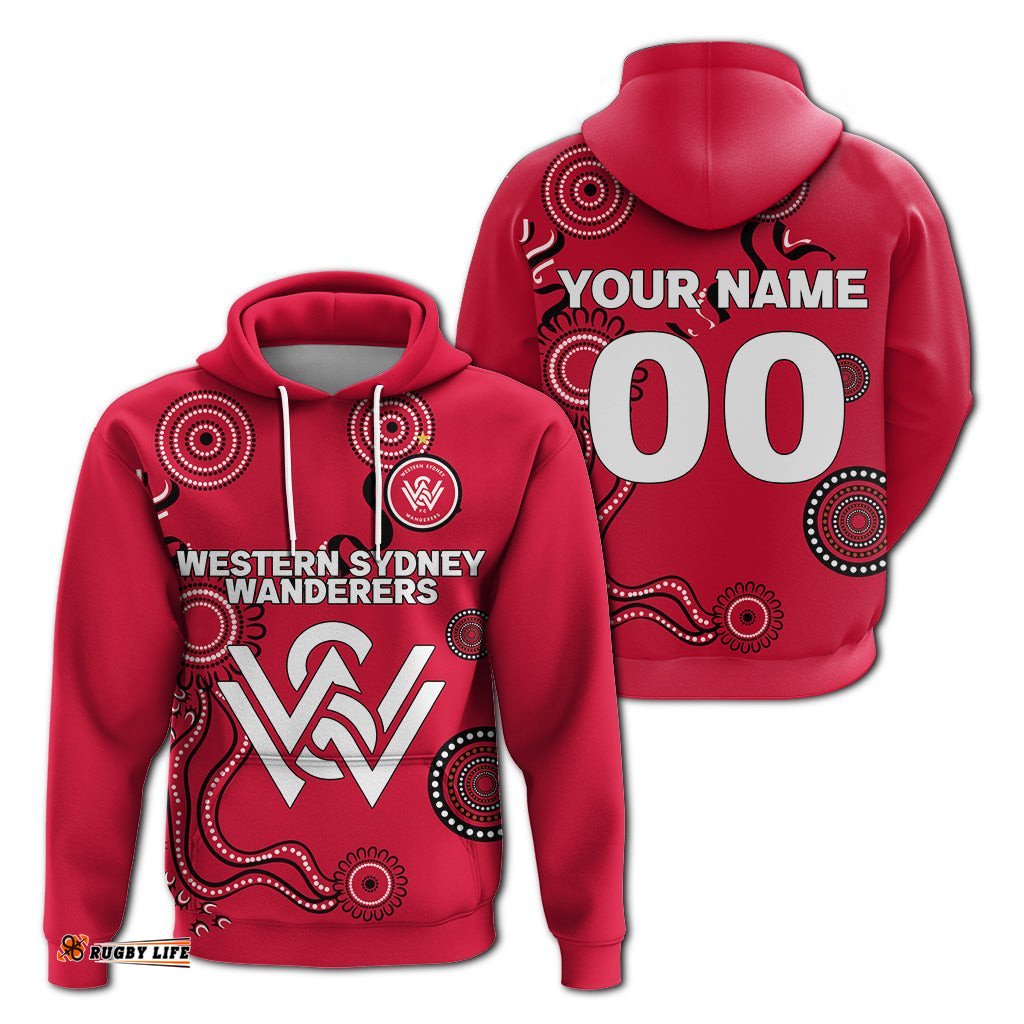 custom personalised western sydney wanderers hoodie indigenous dot painting art