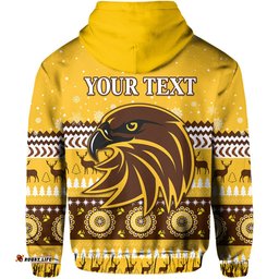 custom personalised hawks christmas hoodie indigenous hawthorn football