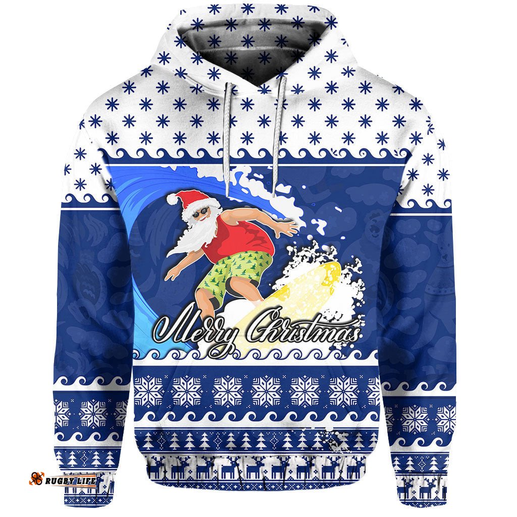 surfing santa claus hoodie christmas australia blue style