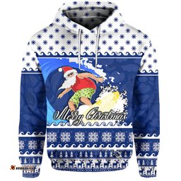 surfing santa claus hoodie christmas australia blue style