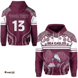 custom personalised sea eagles indigenous hoodie manly forever custom text and number