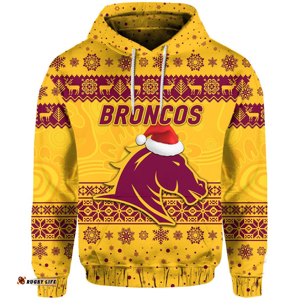 brisbane broncos hoodie christmas simple style gold