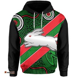 custom personalised rabbitohs indigenous hoodie version 02 brave