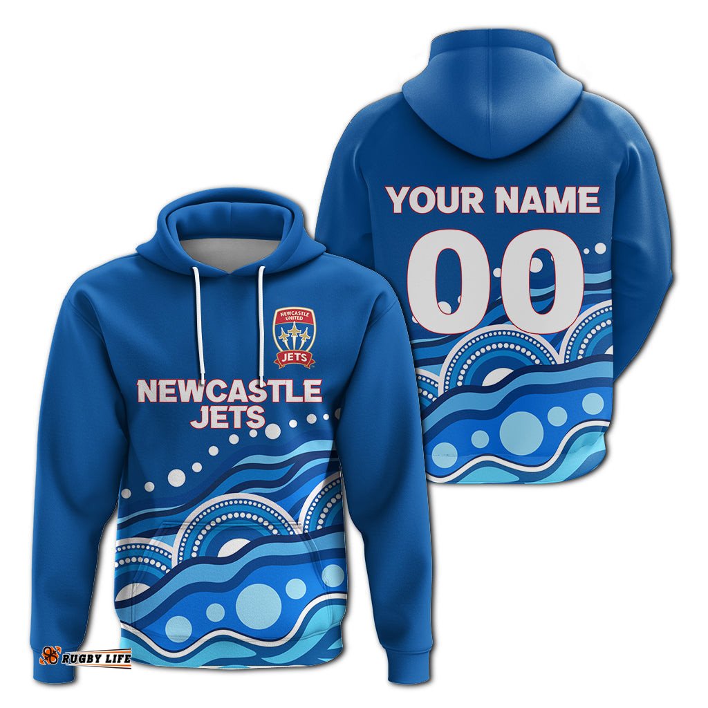 custom personalised newcastle jets hoodie indigenous dot painting art