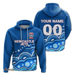 custom personalised newcastle jets hoodie indigenous dot painting art