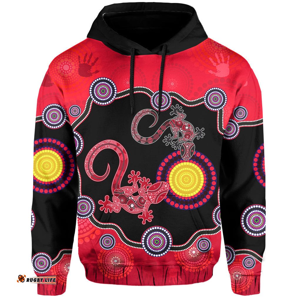 custom personalised aboriginal lizard hoodie attracted australia version red