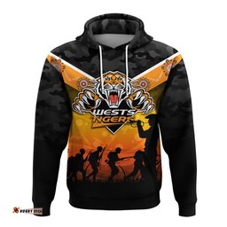 wests tigers anzac day indigenous art hoodie