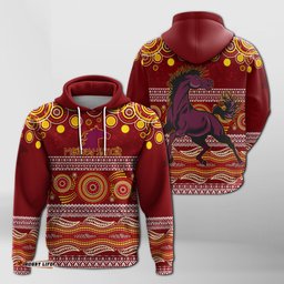 broncos christmas red aboriginal art hoodie
