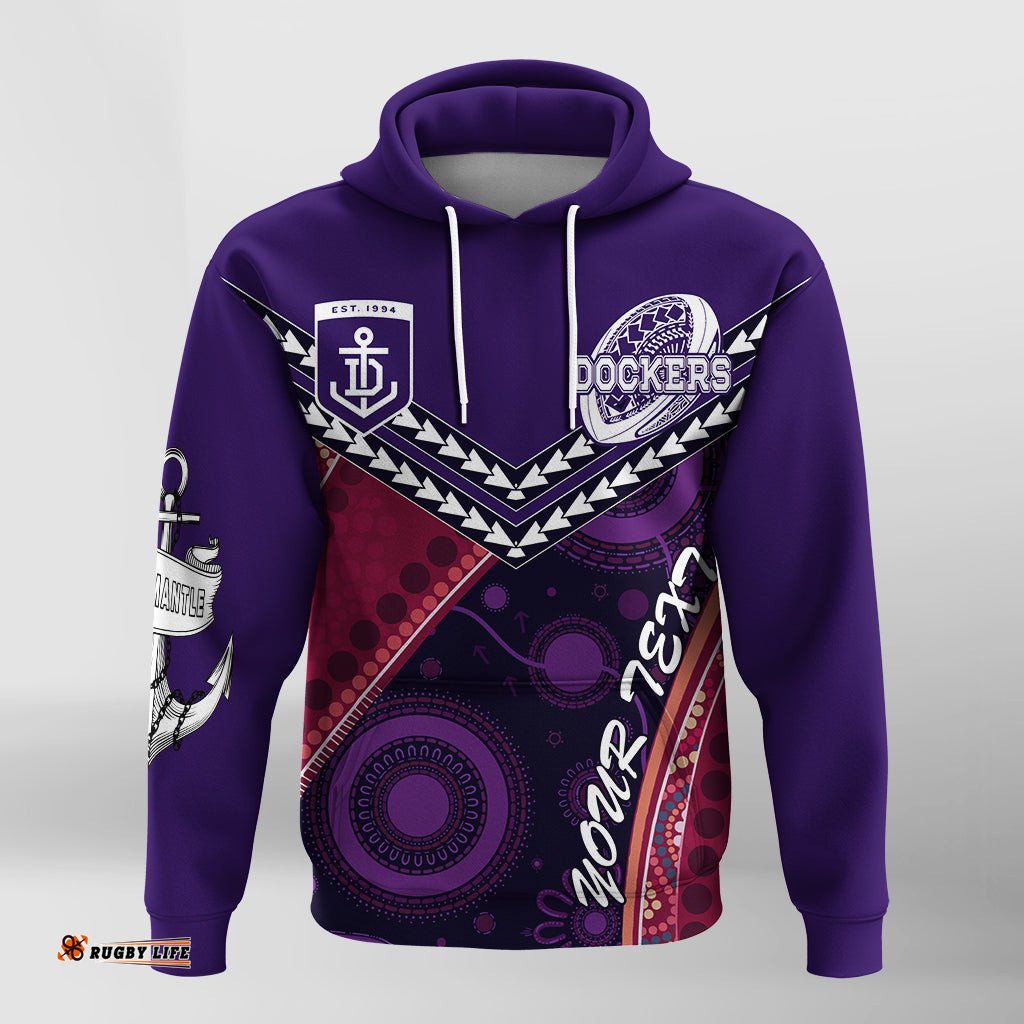 custom personalised fremantle dockers hoodie aboriginal mix crimson style
