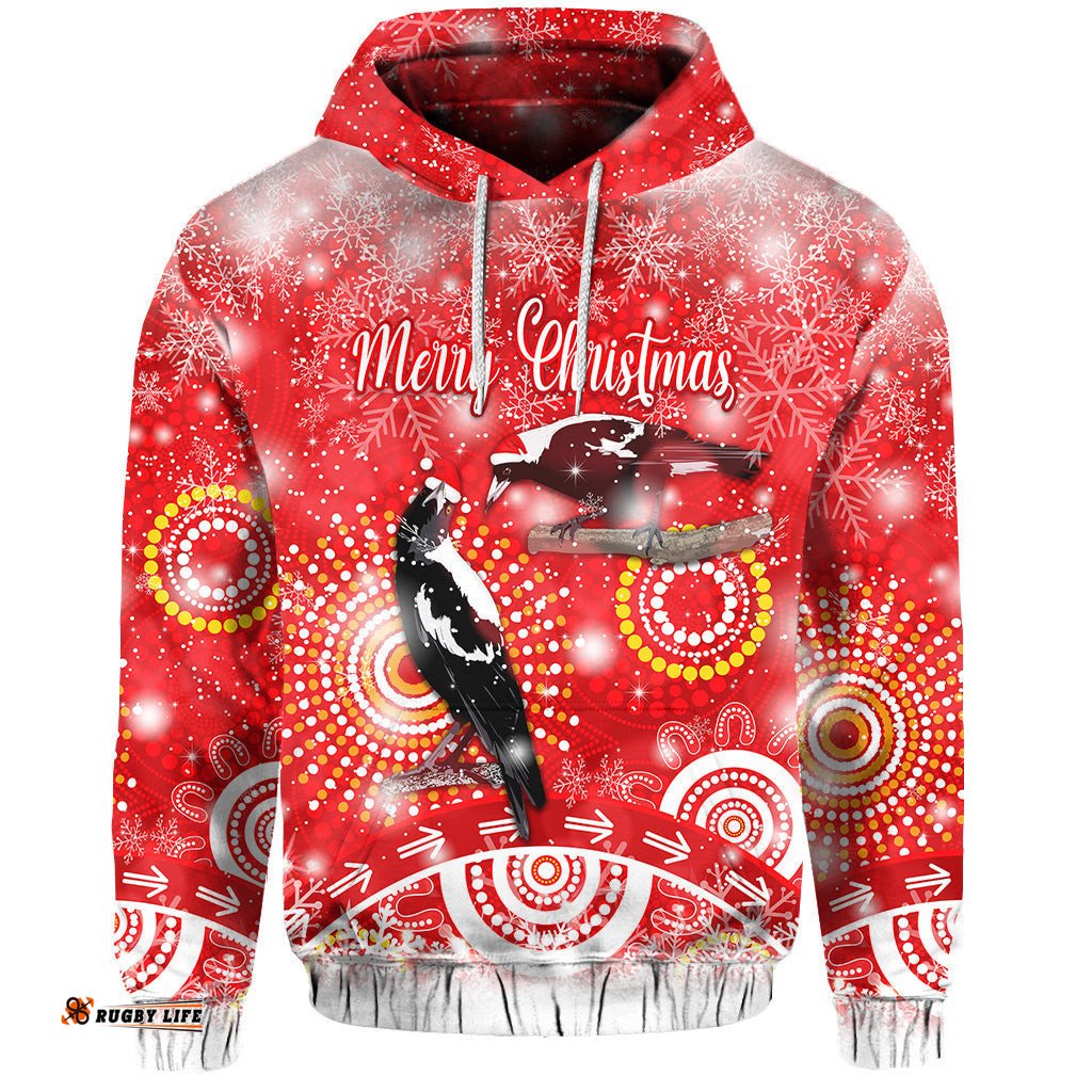 custom personalised australian magpies christmas hoodie original style red