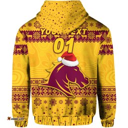 custom personalised brisbane broncos hoodie christmas simple style gold