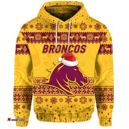 custom personalised brisbane broncos hoodie christmas simple style gold