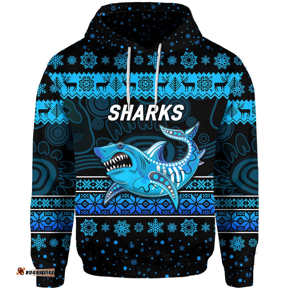 custom personalised cronulla sutherland sharks hoodie christmas simple style black