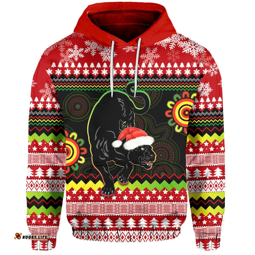 custom personalised panthers christmas hoodie penrith snow mix indigenous