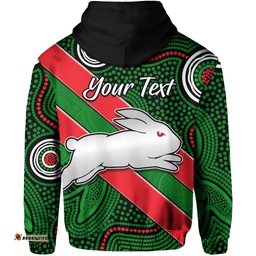 custom personalised rabbitohs indigenous hoodie version 01 brave