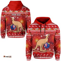 custom personalised australia christmas hoodie aboriginal kangaroo