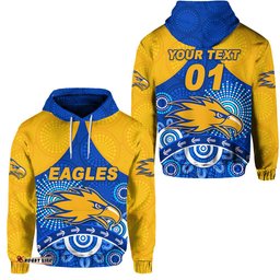custom personalised west coast eagles hoodie indigenous version blue custom text and number