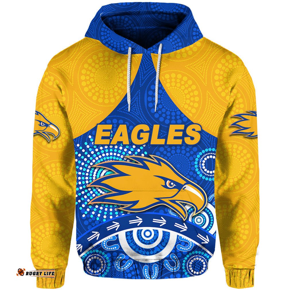 custom personalised west coast eagles hoodie indigenous version blue custom text and number