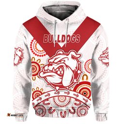 custom personalised south fremantle football club hoodie bulldogs indigenous version white custom text and number