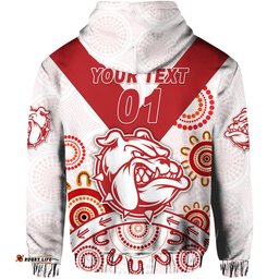 custom personalised south fremantle football club hoodie bulldogs indigenous version white custom text and number
