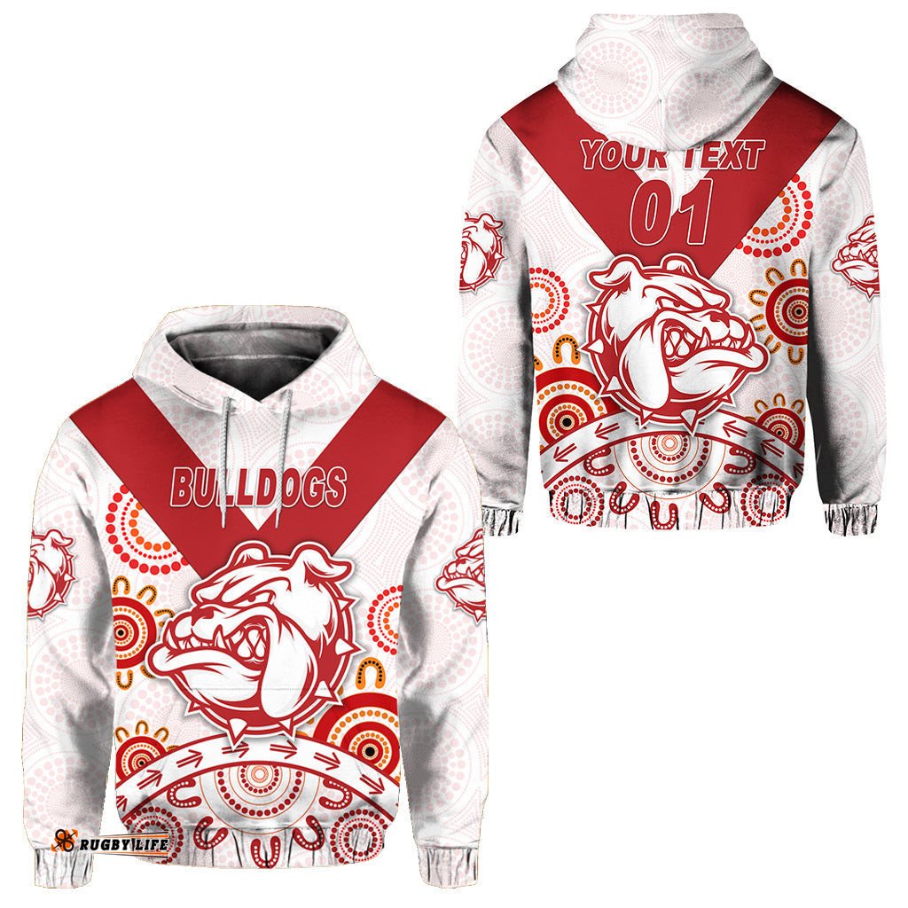 custom personalised south fremantle football club hoodie bulldogs indigenous version white custom text and number