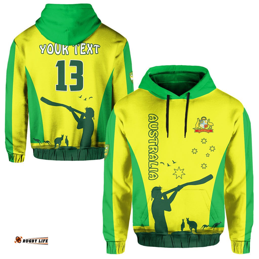 custom text and number cricket australia hoodie aboriginal my life