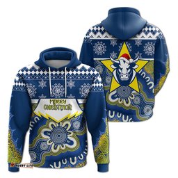 aboriginal art cowboys merry christmas hoodie