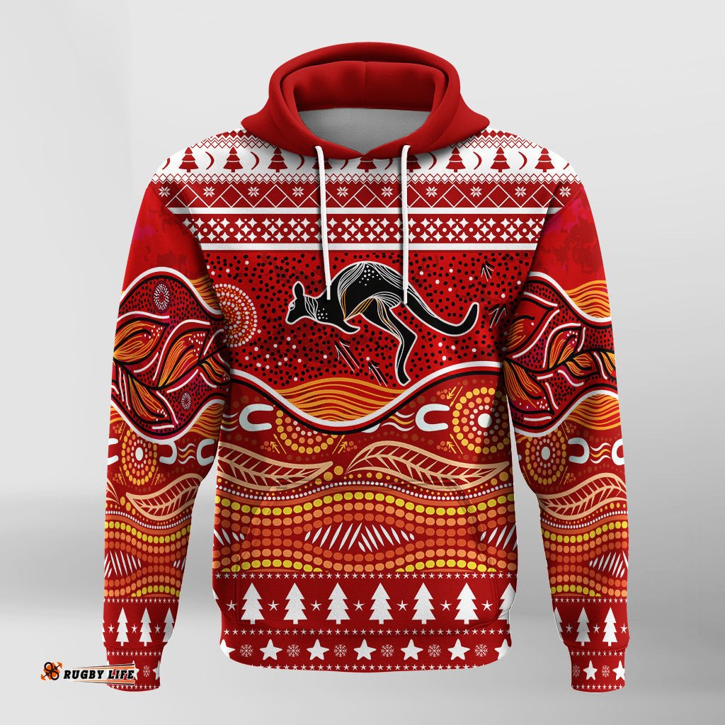 kangaroo aboriginal art indigenous christmas hoodie