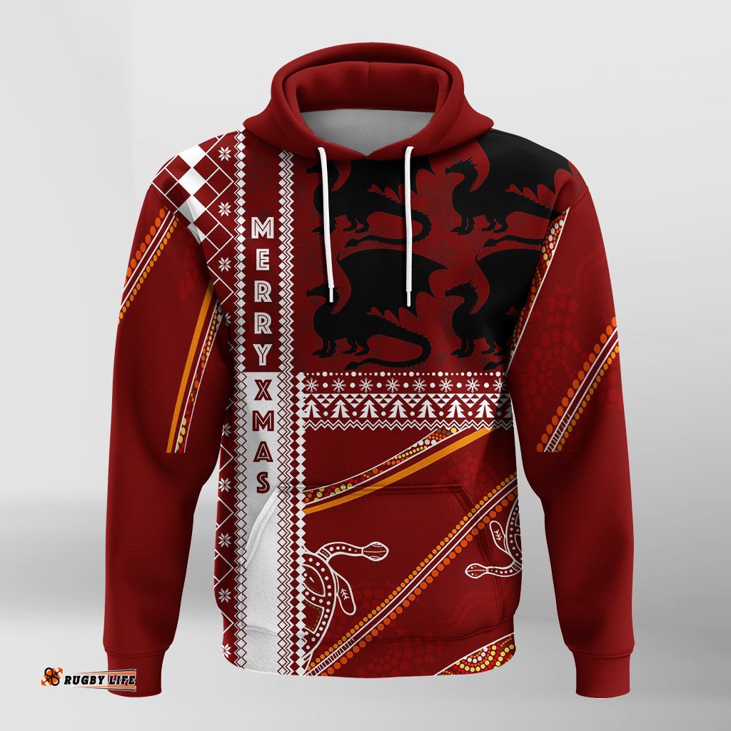 illawarra dragons aboriginal christmas with geometrical pattern hoodie