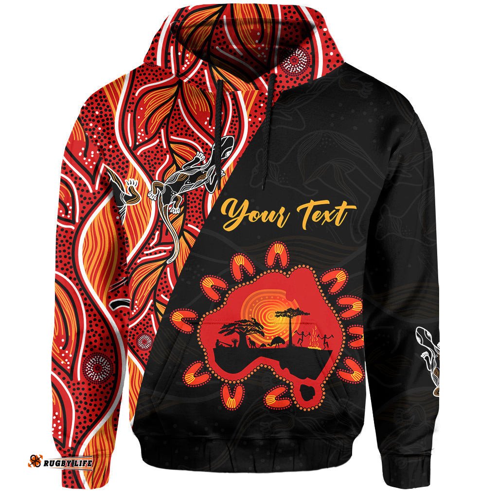 custom personalised australia map hoodie aussie kangaroo aboriginal