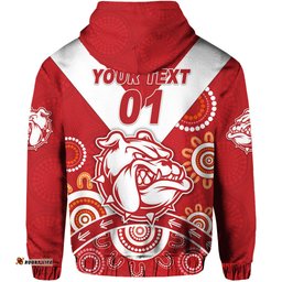 custom personalised south fremantle football club hoodie bulldogs indigenous version red custom text and number