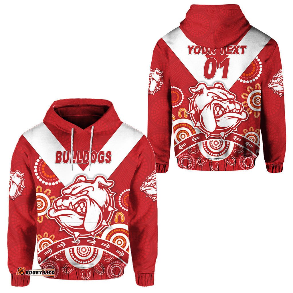 custom personalised south fremantle football club hoodie bulldogs indigenous version red custom text and number