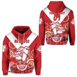 custom personalised south fremantle football club hoodie bulldogs indigenous version red custom text and number