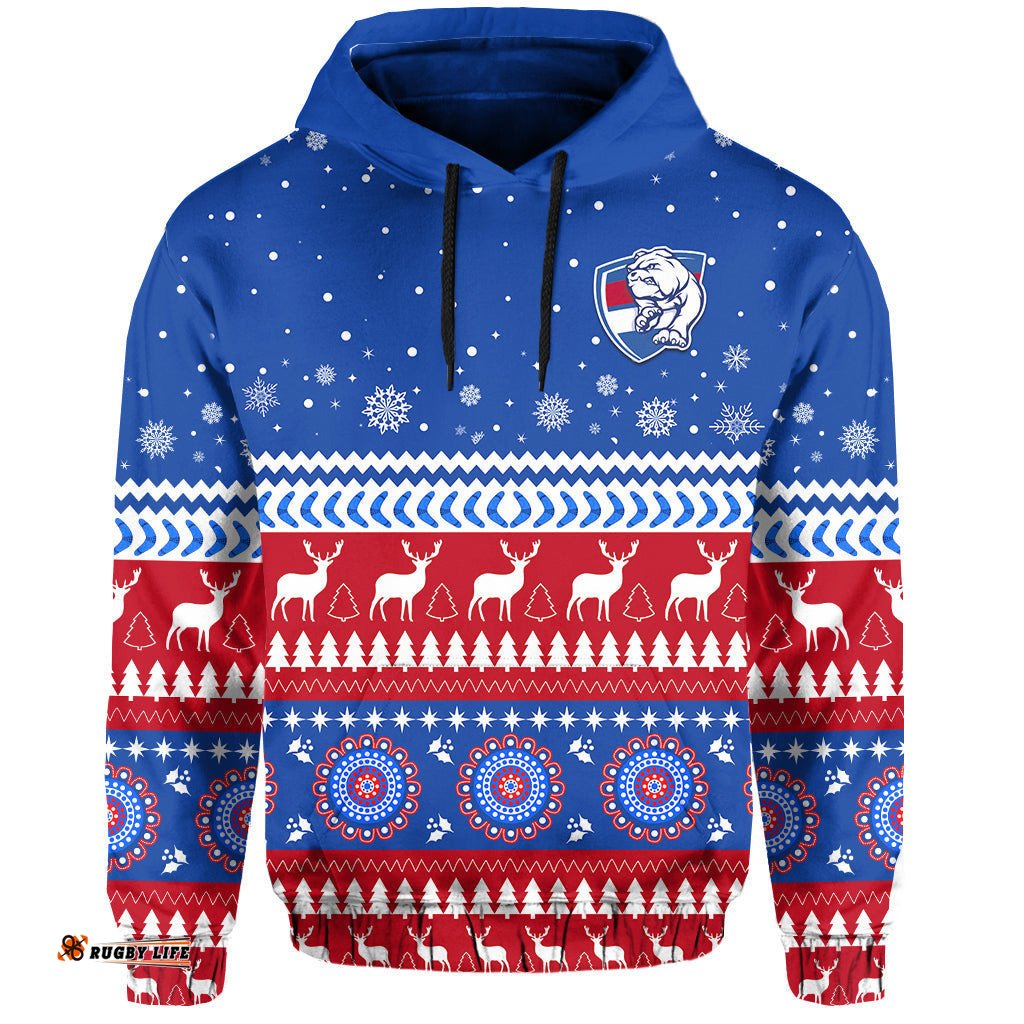 custom personalised bulldogs football christmas hoodie western bulldogs