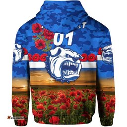 custom personalised western bulldogs anzac zip up and pullover hoodie poppy vibes