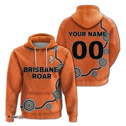 custom personalised brisbane roar hoodie indigenous dot painting art