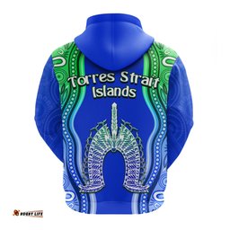 torres strait islands hoodie the dhari mix aboriginal turtle version blue