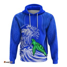 torres strait islands hoodie the dhari mix aboriginal turtle version blue