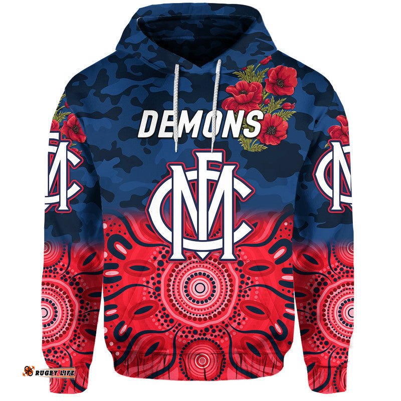 melbourne demons anzac zip up and pullover hoodie indigenous vibes