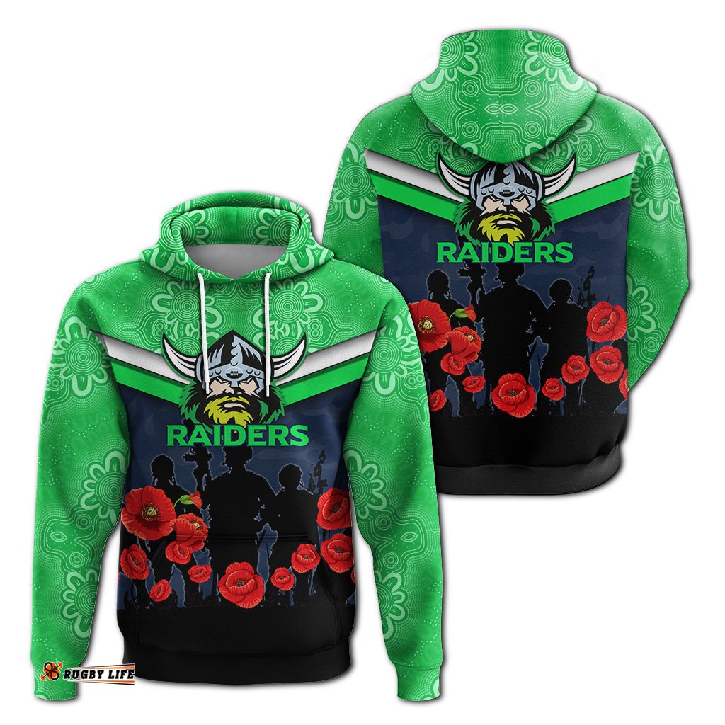 canberra raiders anzac day hoodie indigenous art